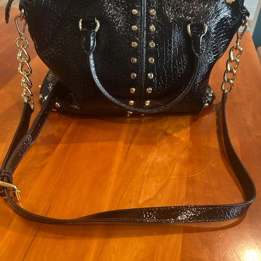 Michael Kors Black Purse w Gold Studs - Picture 2 of 4